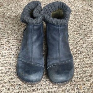 Blue Leather Ankle Boot